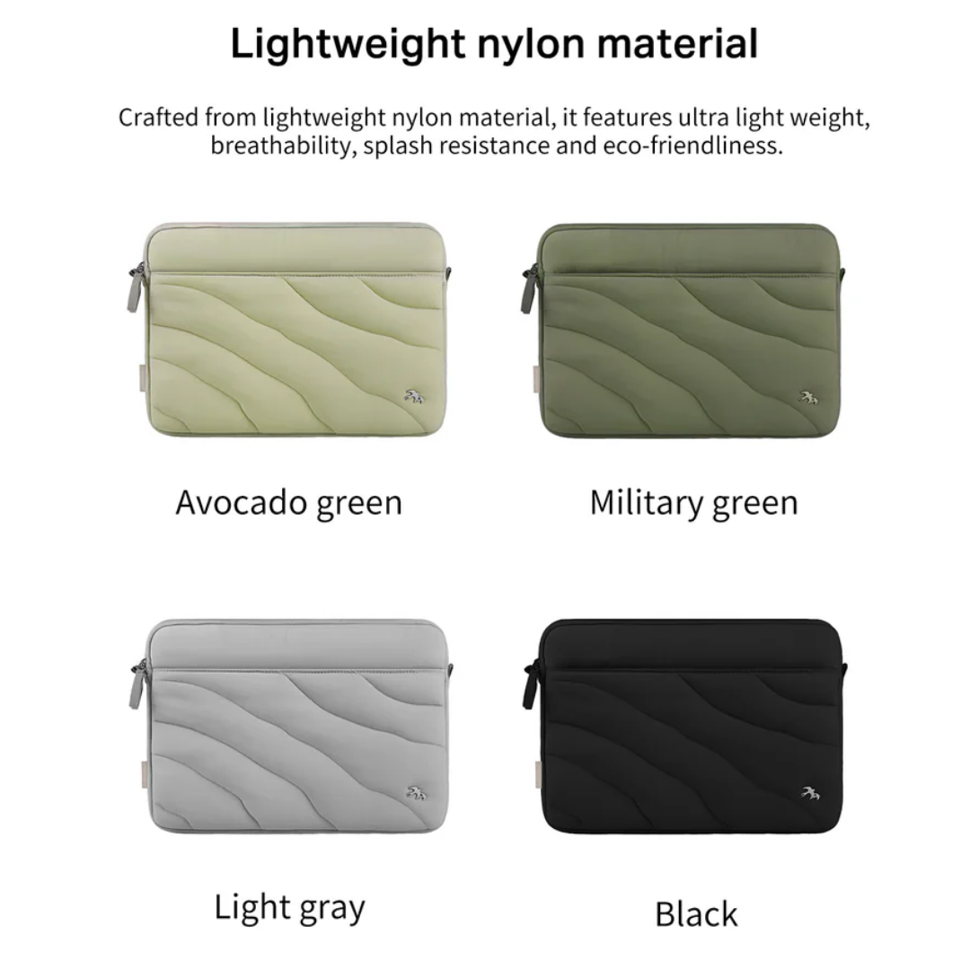 WiWU Terrace Laptop Sleeve 13 14 Inch Waterproof Nylon Inner Bag Velvet Shockproof Notebook Carrier Briefcase with Strap