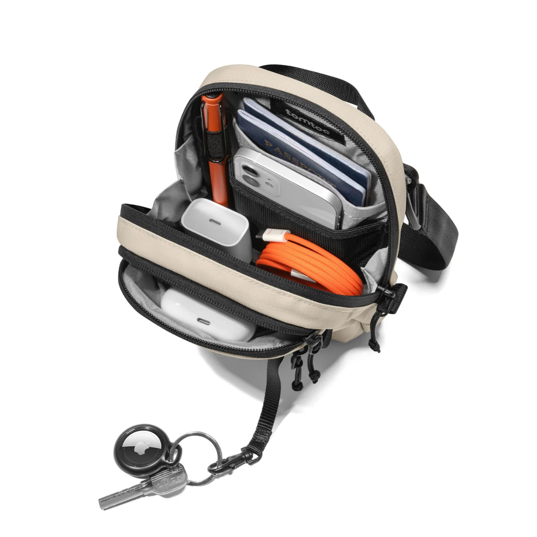 TOMTOC Aviator T37 Crossbody Bag 400D Travel Wallet RFID Blocking Anti Theft Shoulder Sling Bag Passport Black Khaki