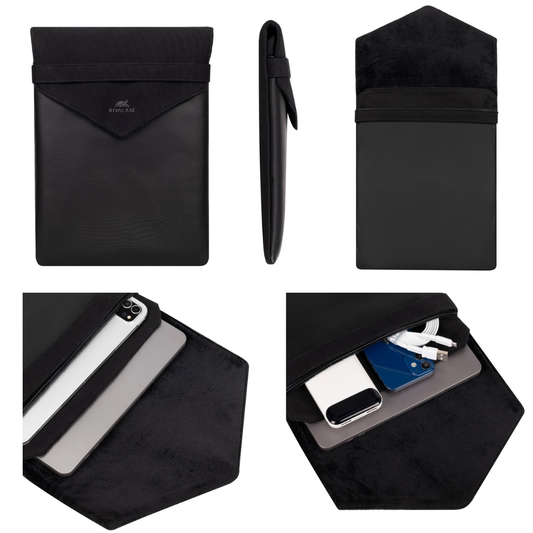 Canvas and faux leather sleeve with front pocket – RIVACASE 8505