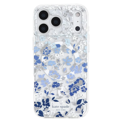 kate spade new york Flowerbed Blue MagSafe Case for iPhone 18 Pro Max 18 Pro Blue Floral Silver Glitter 12ft Drop