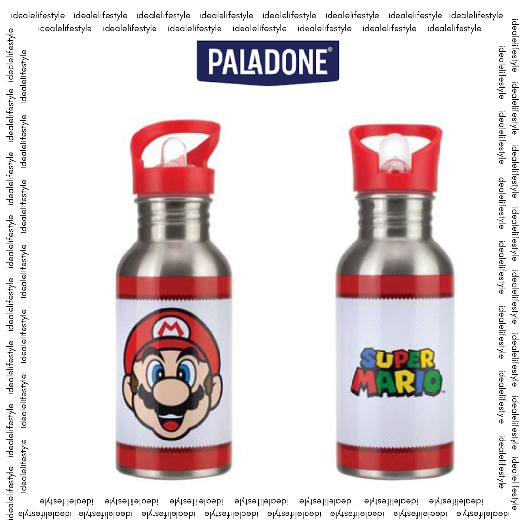 Paladone Super Mario Metal Water Bottle with Straw