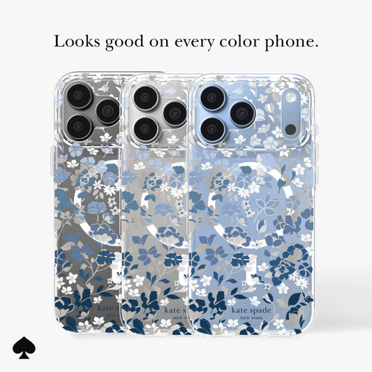 kate spade new york Flowerbed Blue MagSafe Case for iPhone 18 Pro Max 18 Pro Blue Floral Silver Glitter 12ft Drop