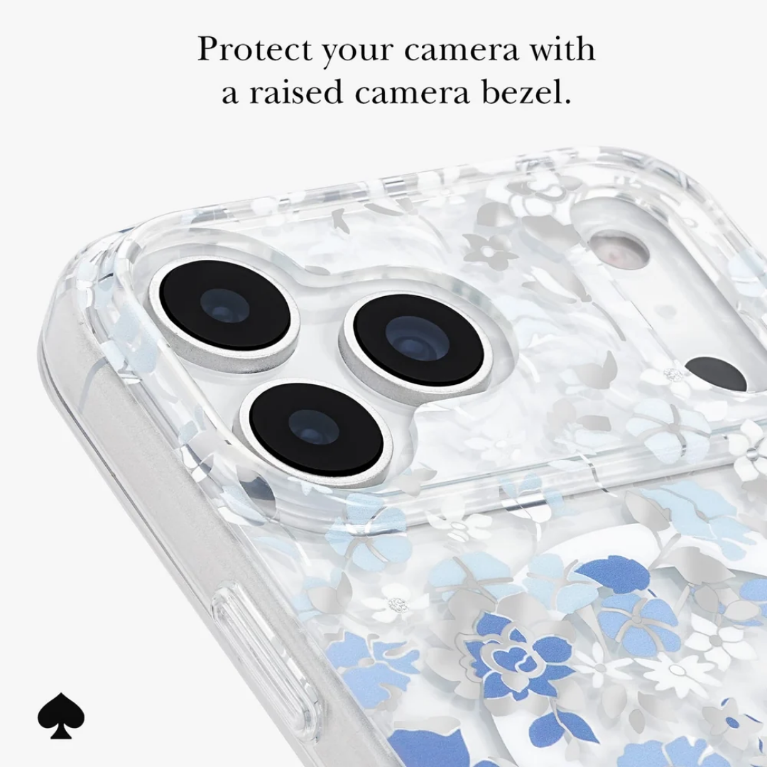 kate spade new york Flowerbed Blue MagSafe Case for iPhone 18 Pro Max 18 Pro Blue Floral Silver Glitter 12ft Drop