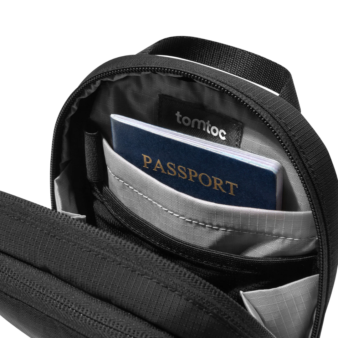 TOMTOC Aviator T37 Crossbody Bag 400D Travel Wallet RFID Blocking Anti Theft Shoulder Sling Bag Passport Black Khaki