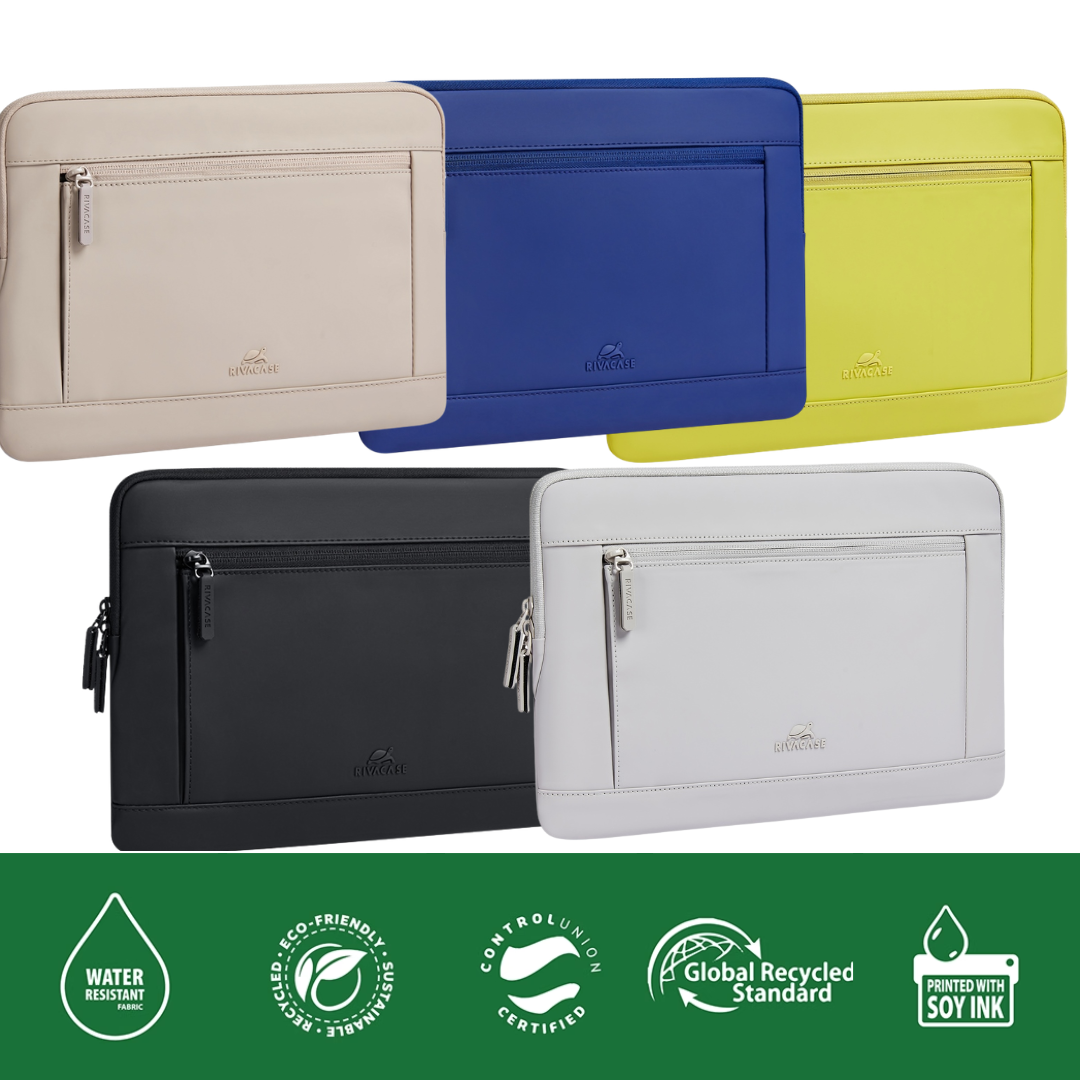 RIVACase Eden 7802 Eco-Friendly Laptop Sleeve (11.6"–13") | Sustainable RPET PU & Plush Corner Protection