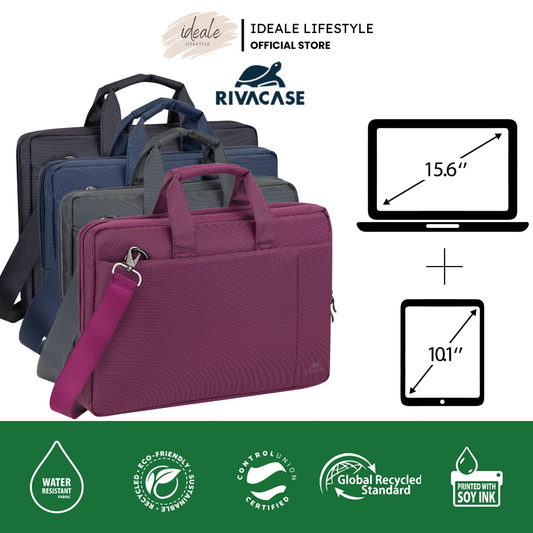 Rivacase Central 8231 Laptop Bag 15.6" Black | Water Resistant Padded Notebook Bag | Compatible MacBook Pro 15, Tablet Pocket