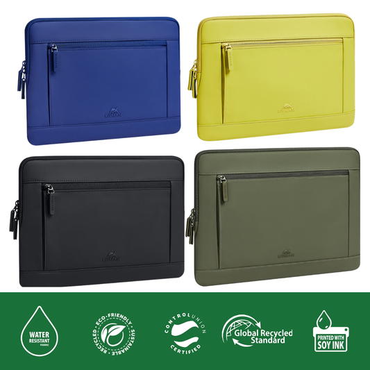 RIVACase Eden 7804 Eco-Friendly Laptop Sleeve (13.3"–14") | Sustainable RPET PU & Plush Corner Protection