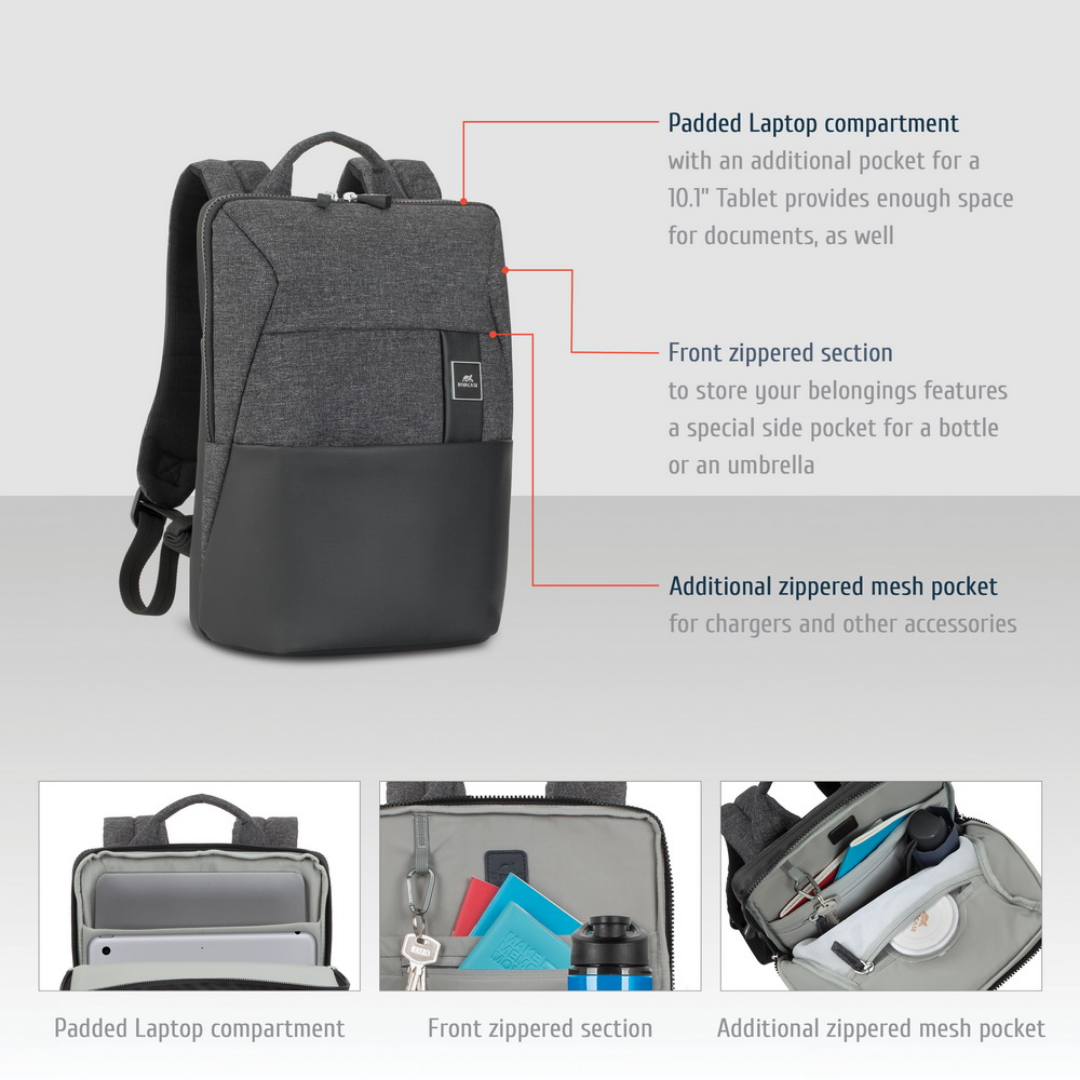 Spacious padded compartment and organizer pockets of Lantau 8825 backpack