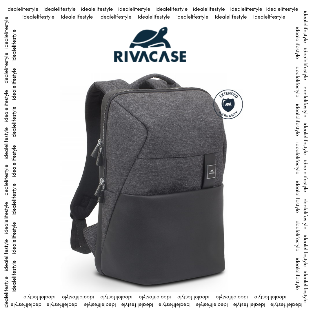 RIVACASE Lantau 8861 black mélange eco-friendly 15.6-inch laptop backpack front view