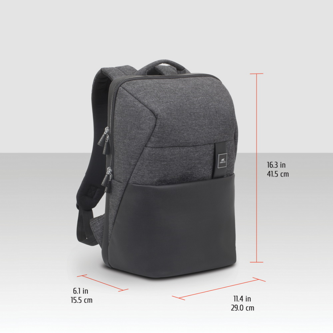 Slim and stylish RIVACASE 8861 RPET backpack side angle
