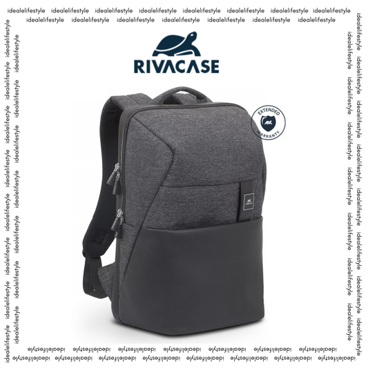 RIVACASE Lantau 8861 black mélange eco-friendly 15.6-inch laptop backpack front view