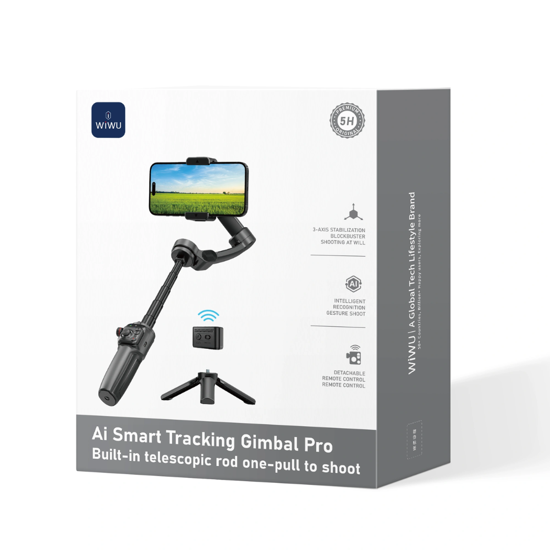 WiWU Wi-SE016 AI Smart Tripod Selfie Stick with built-in AI tracking and detachable remote for hands-free live streaming