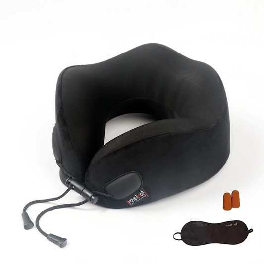Travelmall Switzerland 3-in-1 Rebond-M Memory Foam Travel Pillow Set with Eye Mask & Ear Plugs