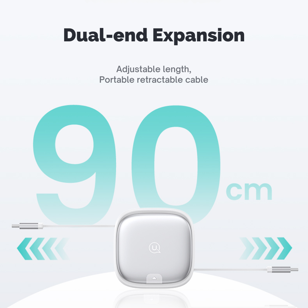 Retractable 1m 60W fast charging cable from USAMS U87 set for Type-C, iPhone, and Micro USB