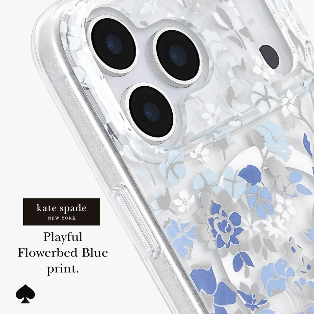 kate spade new york Flowerbed Blue MagSafe Case for iPhone 18 Pro Max 18 Pro Blue Floral Silver Glitter 12ft Drop