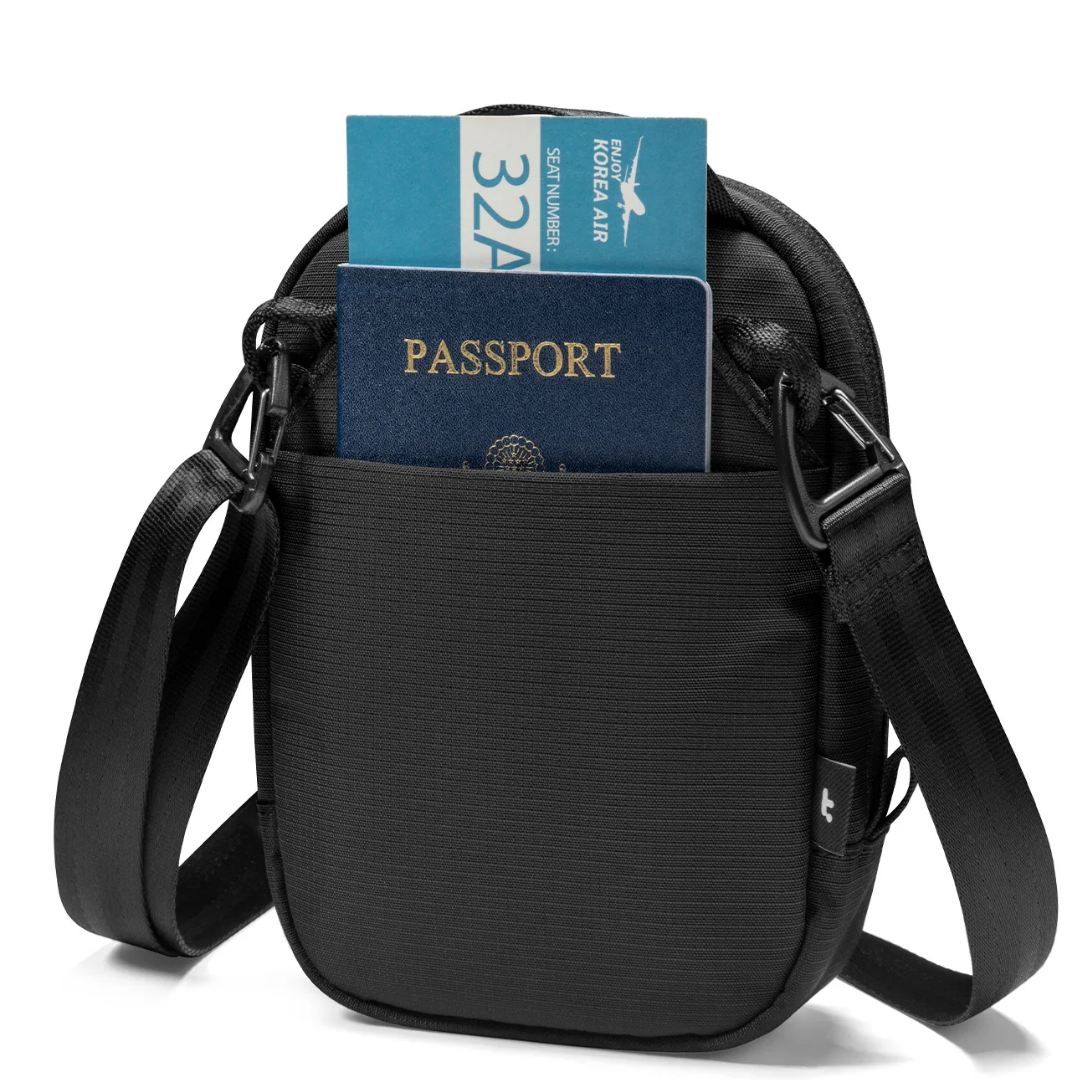 TOMTOC Aviator T37 Crossbody Bag 400D Travel Wallet RFID Blocking Anti Theft Shoulder Sling Bag Passport Black Khaki