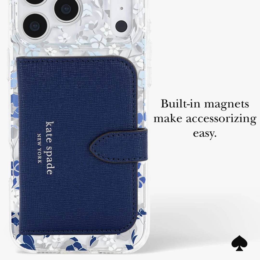 kate spade new york Flowerbed Blue MagSafe Case for iPhone 18 Pro Max 18 Pro Blue Floral Silver Glitter 12ft Drop