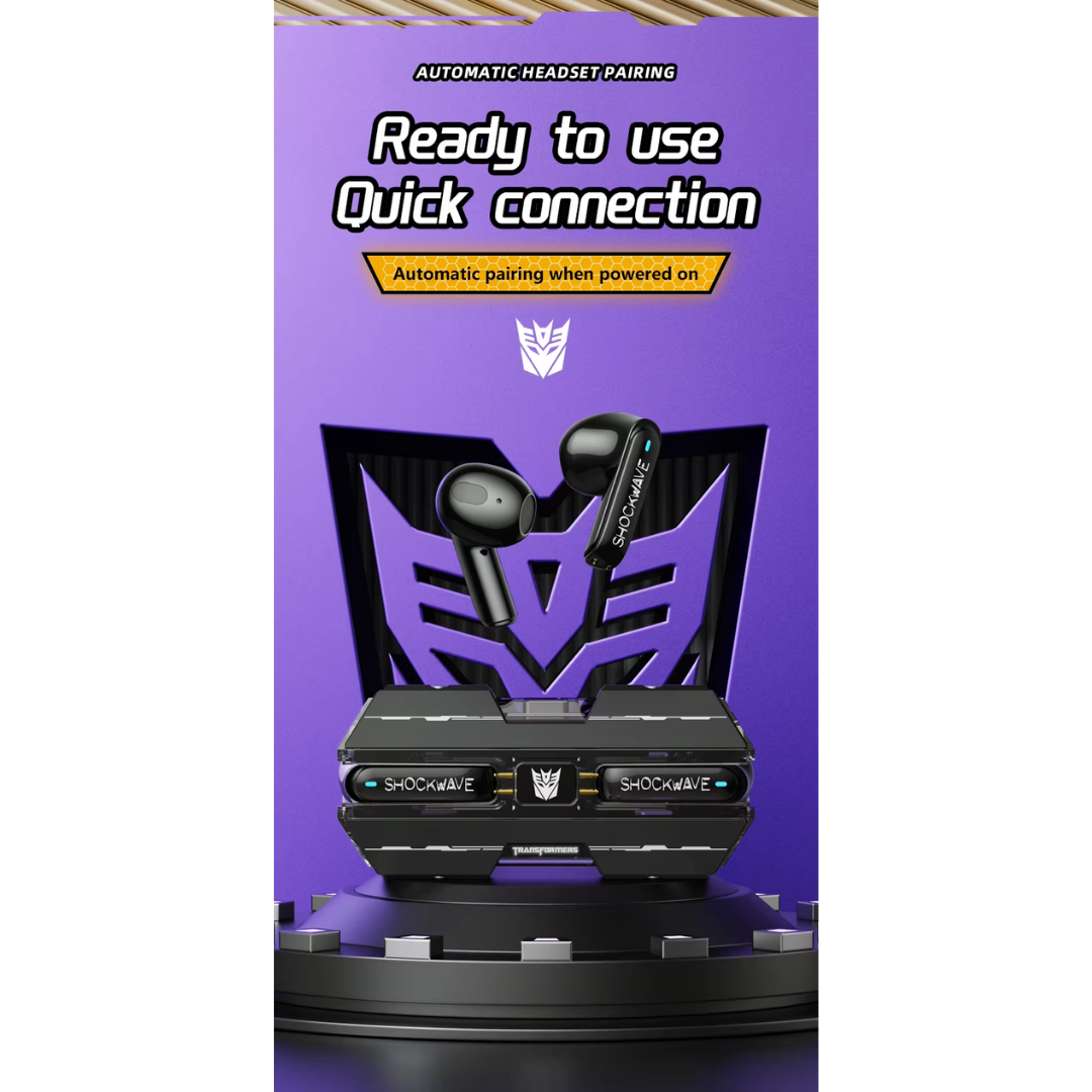 Transformers TF-T01 TWS Gaming Earphones Bluetooth 5.3 | Low Latency Dual Mode | 13mm HIFI Stereo Wireless Earbuds | Mecha Design Gaming Headset with Mic