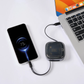 Travelmall Switzerland 8-in-1 Multi-Tool Travel Essential – compact USB-C kit with SIM storage, adapters, retractable cable, and ejector pin.