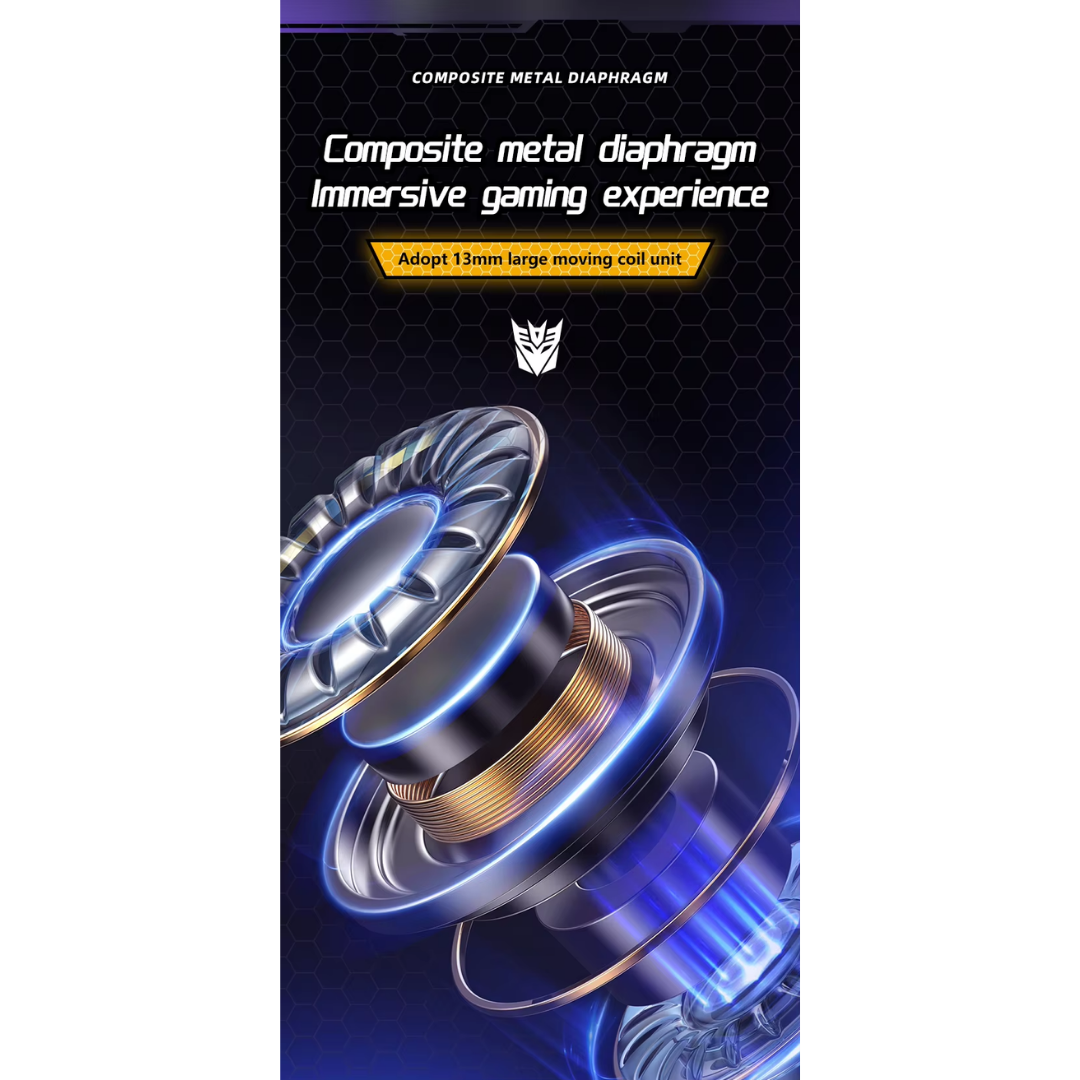 Transformers TF-T01 TWS Gaming Earphones Bluetooth 5.3 | Low Latency Dual Mode | 13mm HIFI Stereo Wireless Earbuds | Mecha Design Gaming Headset with Mic