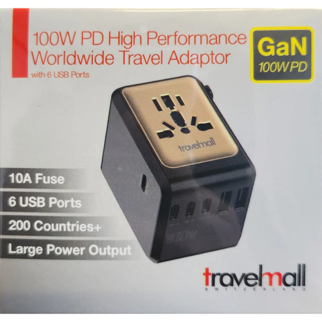 Travelmall GaN 100W PD High Performance 6 USB Travel Adaptor