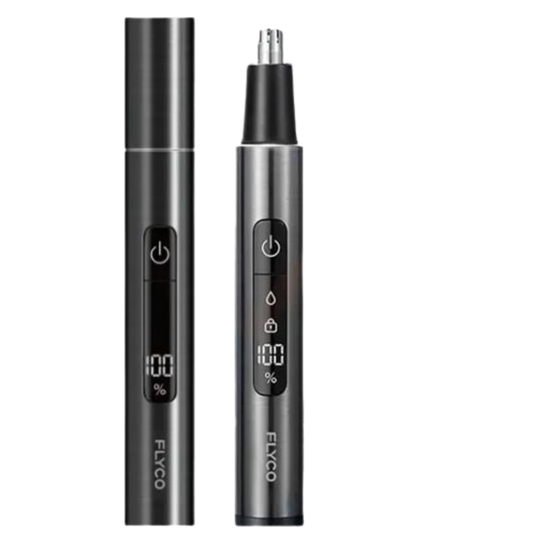FLYCO FS5616 Nose Hair Trimmer – Smart LED Display, Type-C Rechargeable, Washable