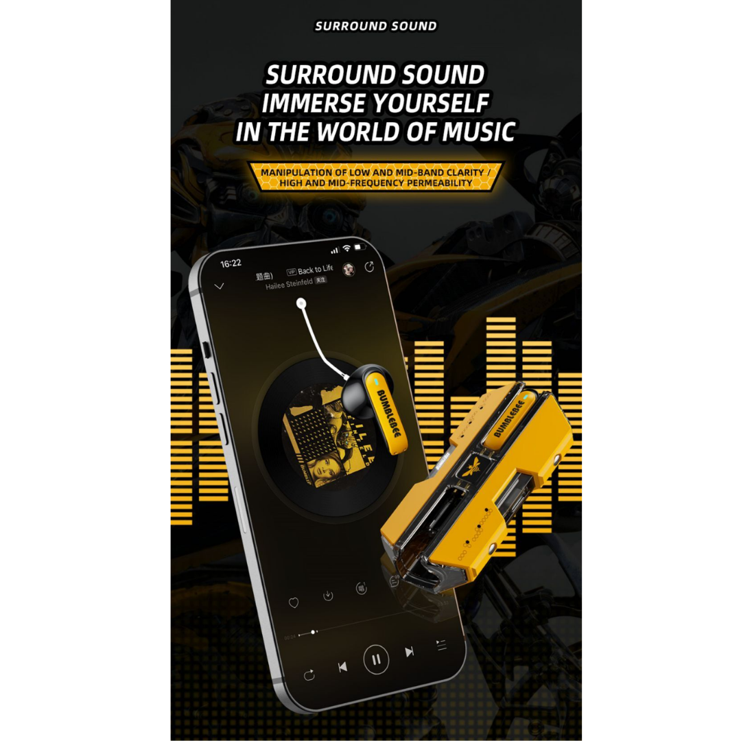 Transformers TF-T01 TWS Gaming Earphones Bluetooth 5.3 | Low Latency Dual Mode | 13mm HIFI Stereo Wireless Earbuds | Mecha Design Gaming Headset with Mic