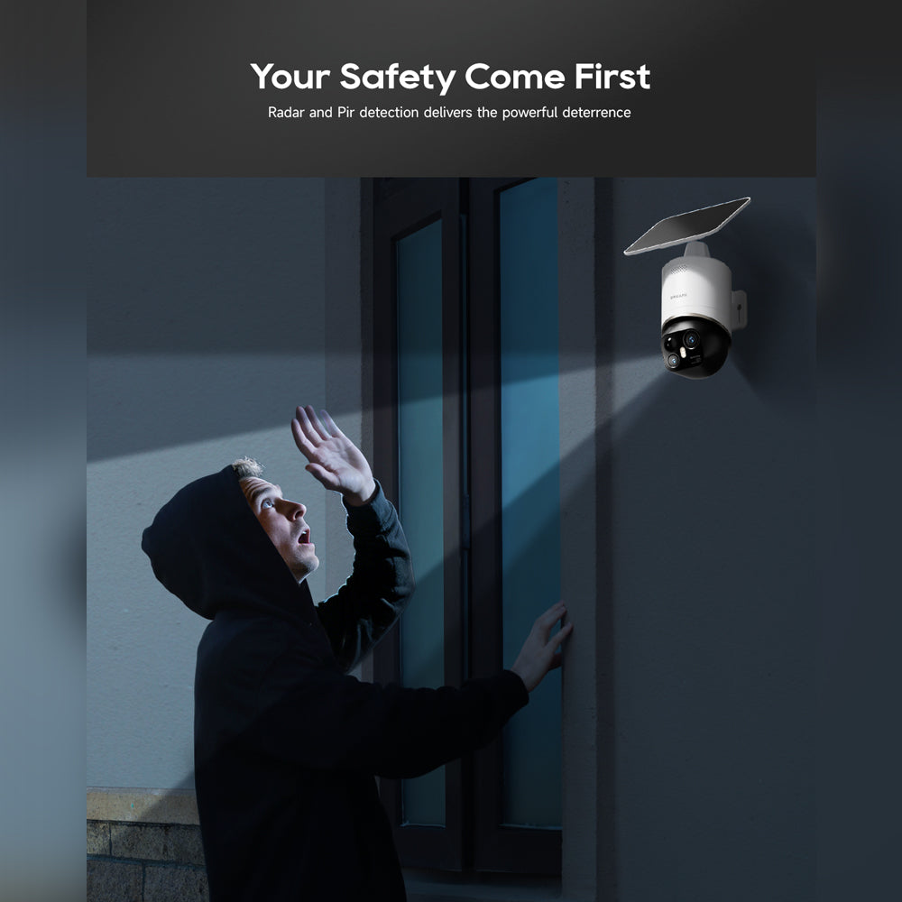 Dreame NAVO Elite 1 OutCam 4K Dual Lens Outdoor Security Camera IPX7 Waterproof Solar Powered AI Human Tracking WiFi Camera Night Vision