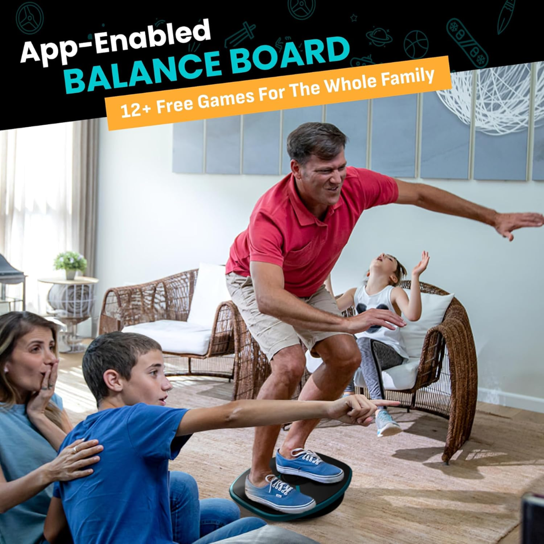 GoBalance Sports Board - App-Enabled Balance Board. Smart Bluetooth Sensor, 12 FREE Interactive Games - Fun, Balance Training and Home Gym Workout! Boost Coordination & Strength for Teens and Adults