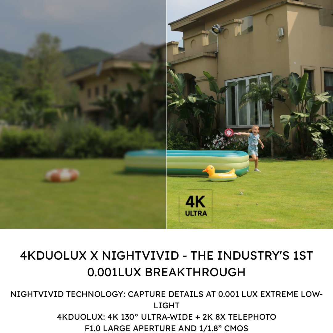 Dreame NAVO Elite 1 OutCam 4K Dual Lens Outdoor Security Camera IPX7 Waterproof Solar Powered AI Human Tracking WiFi Camera Night Vision
