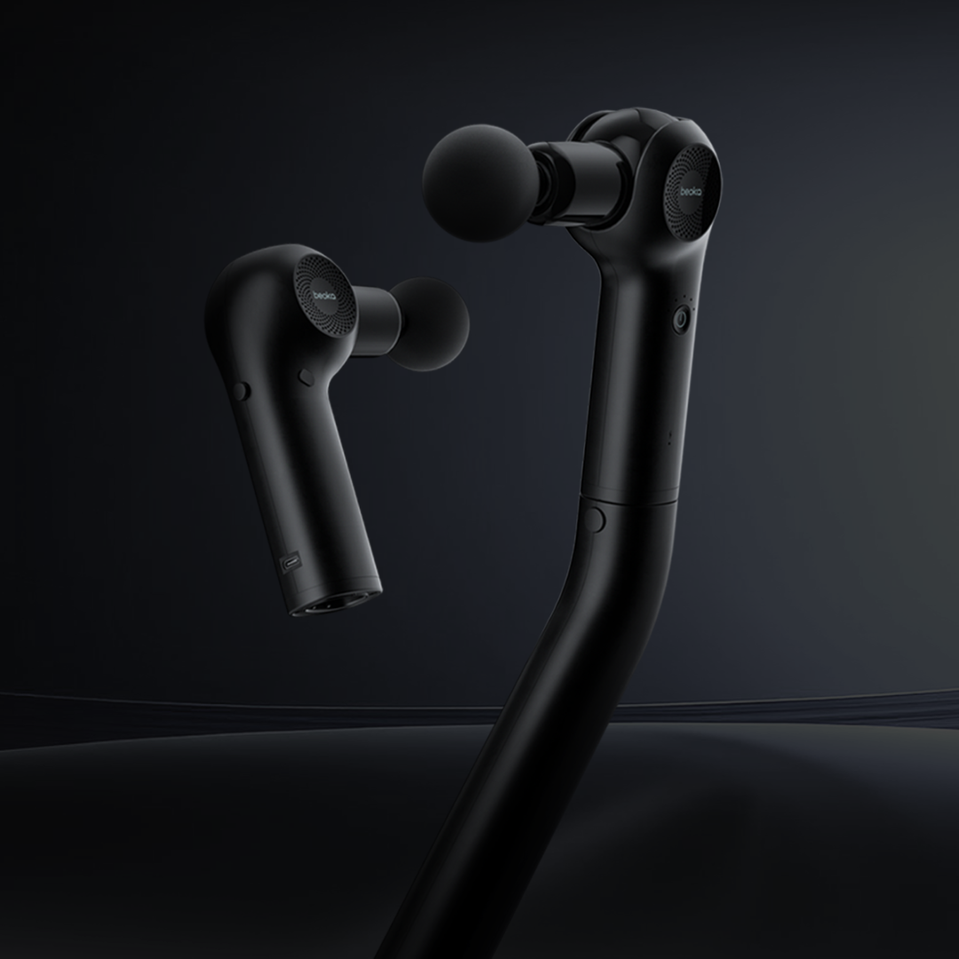 Beoka D3 Mini Long Handle Massage Gun | 0.44kg Ultra-Lightweight | 13.5kg Stall Force Deep Tissue Massager | 5 Speeds & 5 Professional Heads