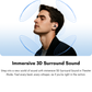3D sound visual with 10.8mm drivers and spatial audio representation