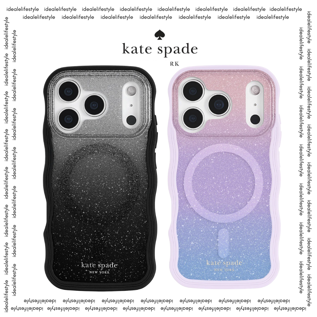 Kate Spade New York Wavy Nightfall MagSafe iPhone 17 Case – Glitter Ombré, 12ft Drop, MagSafe Compatible