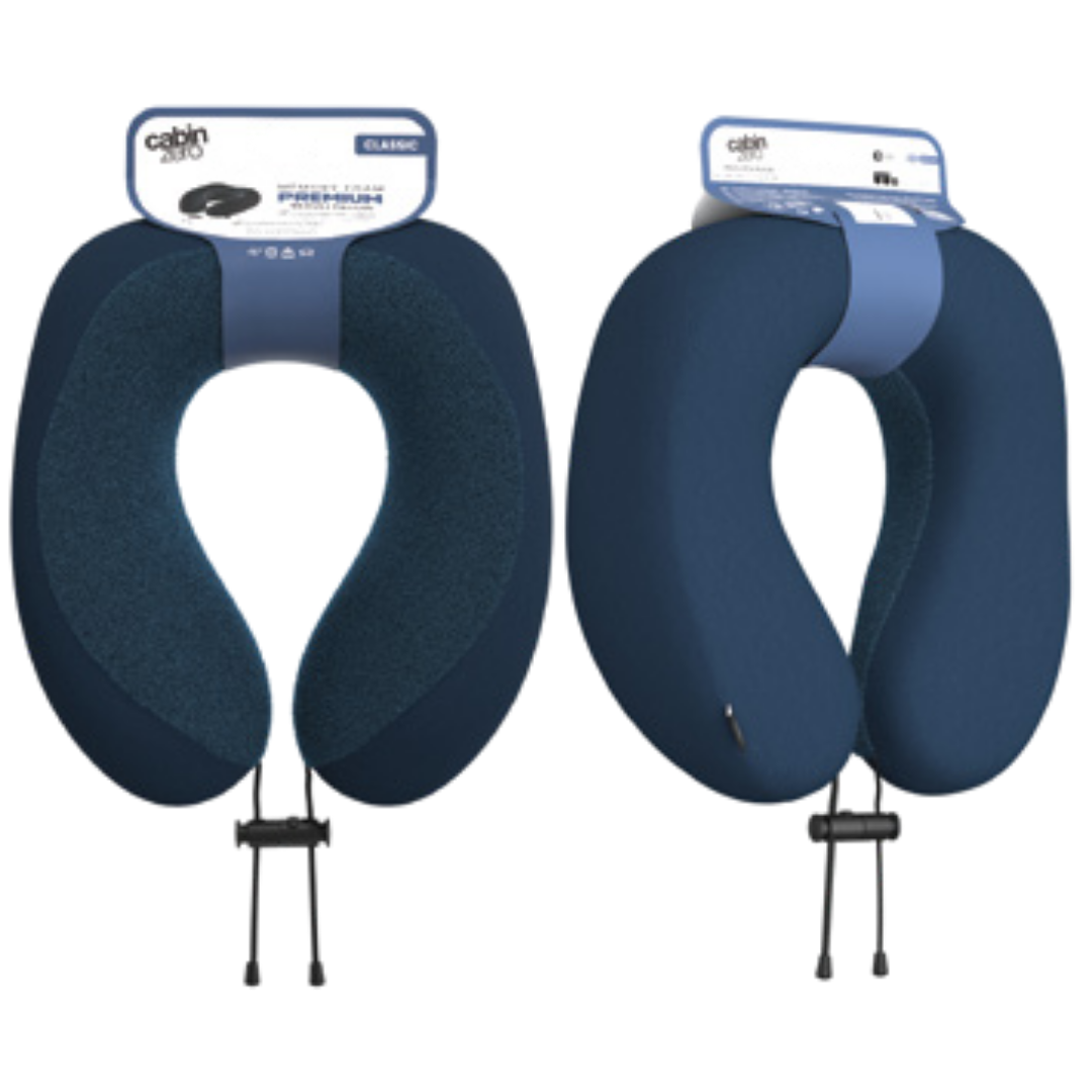 CabinZero Classic Travel Pillow | Premium Memory Foam Neck Support | Ergonomic Airplane & Car Pillow | Removable Washable Cover | Clippable Travel Accessory - 6 Colors Available!