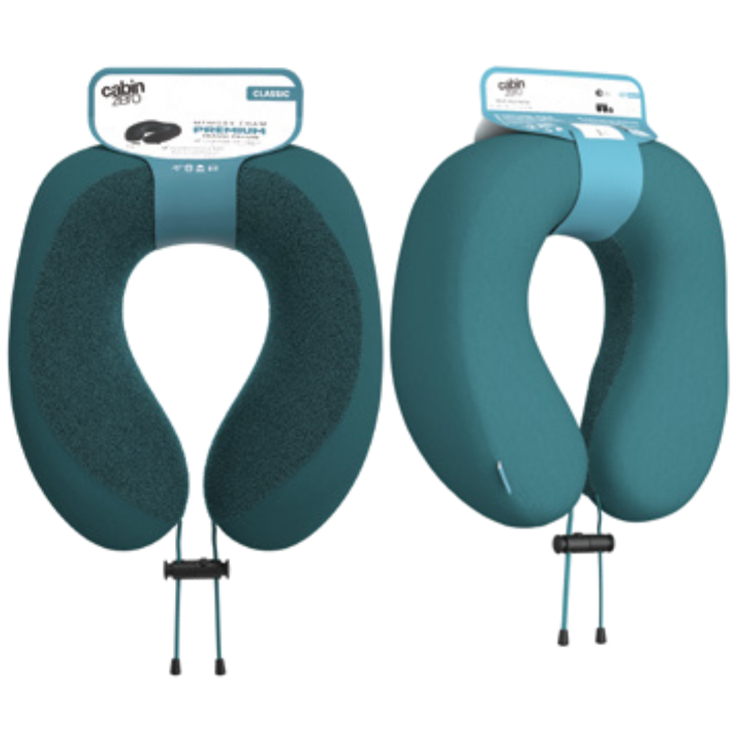 CabinZero Classic Travel Pillow | Premium Memory Foam Neck Support | Ergonomic Airplane & Car Pillow | Removable Washable Cover | Clippable Travel Accessory - 6 Colors Available!