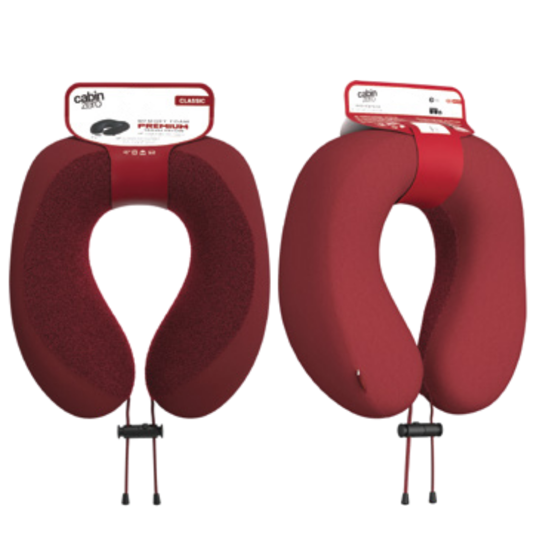 CabinZero Classic Travel Pillow | Premium Memory Foam Neck Support | Ergonomic Airplane & Car Pillow | Removable Washable Cover | Clippable Travel Accessory - 6 Colors Available!