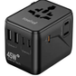 Compact 5-USB international power adaptor with 3 USB-C and 2 USB-A ports.