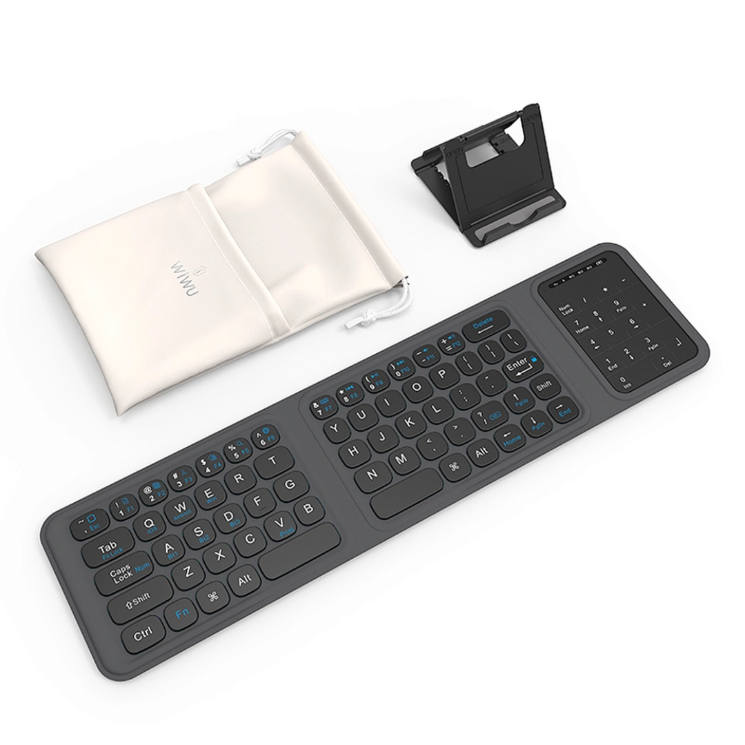 Compact foldable keyboard with organizer pouch