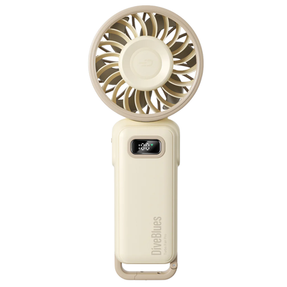 Diveblues 100-speed turbo cooling fan in a 180-degree fold-flat position-beige