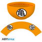 Orange Dragon Ball Z bowl with black kanji symbol "gui" on the front and a paper-like wrap showing both "gui" and "wu" kanji symbols, official ABYstyle anime merchandise.
