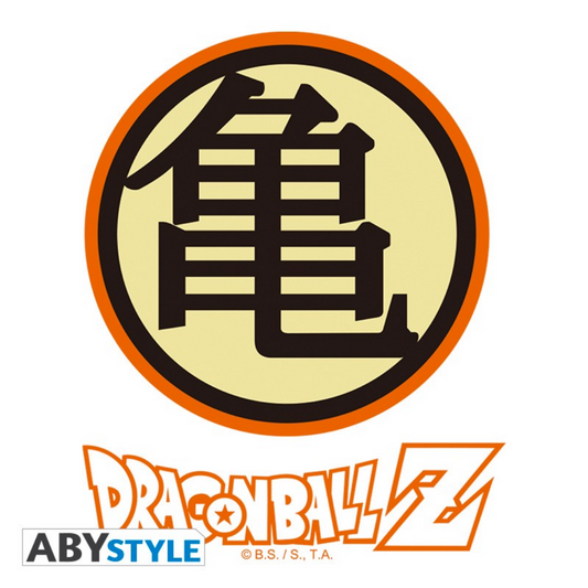 Dragon Ball Z Kame symbol with Chinese character for turtle, Dragon Ball Z logo, and ABYstyle brand.
