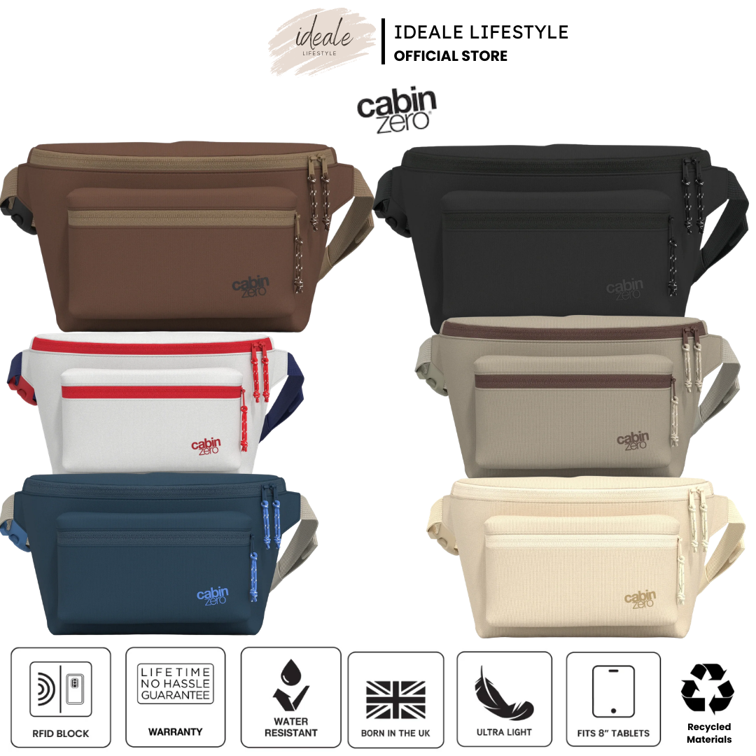 CabinZero Flicker Hip Pack 4L | Large Sustainable Crossbody Bag | RFID Blocking & Water-Resistant | Fits Small Tablets & E-Readers | 100% Recycled Travel Waist Bag - Shop Now!