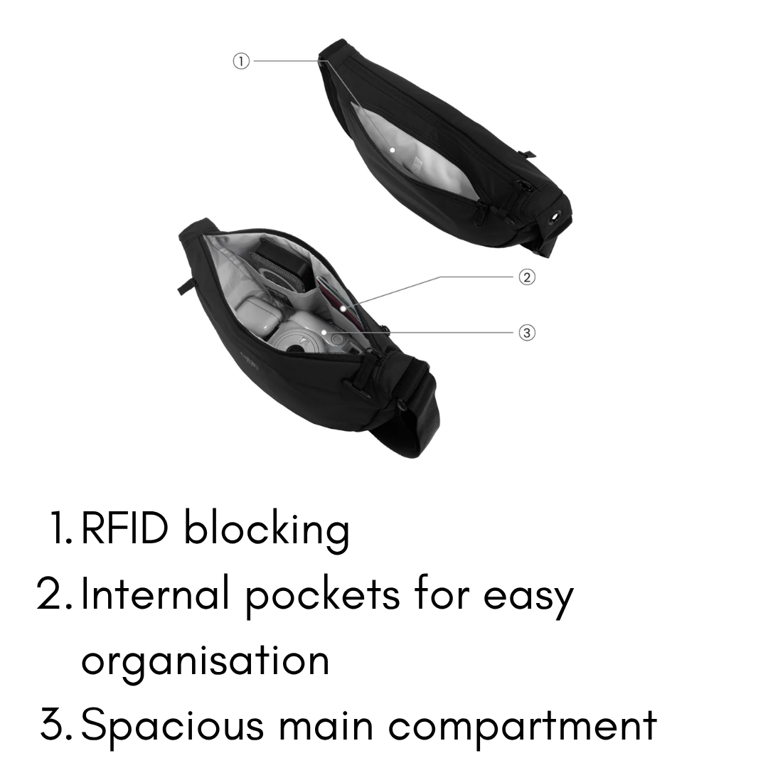 CabinZero Moon Shoulder Bag | Lightweight RFID-Blocking Travel Crossbody & Sling (5L & 8L)
