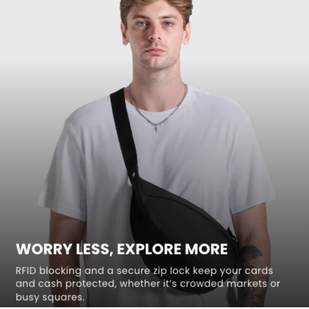 CabinZero Moon Shoulder Bag | Lightweight RFID-Blocking Travel Crossbody & Sling (5L & 8L)