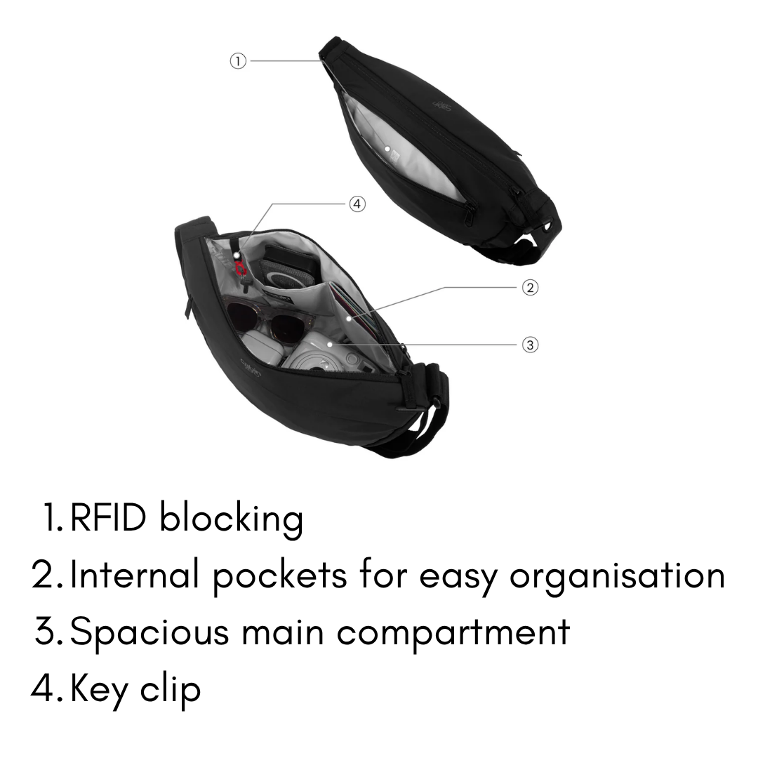 CabinZero Moon Shoulder Bag | Lightweight RFID-Blocking Travel Crossbody & Sling (5L & 8L)