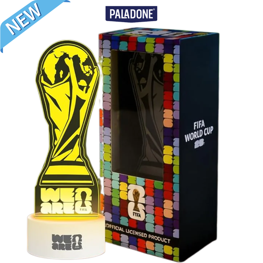 Paladone FIFA World Cup 2026 Official Acrylic Trophy Lamp | 7-Color Changing RGB LED Night Light | 3D Illusion Soccer Decor | Touch Control | USB or Battery Powered - Shop Now!