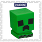 Paladone Minecraft Creeper SquishyGlo glowing green on a dark bedside table