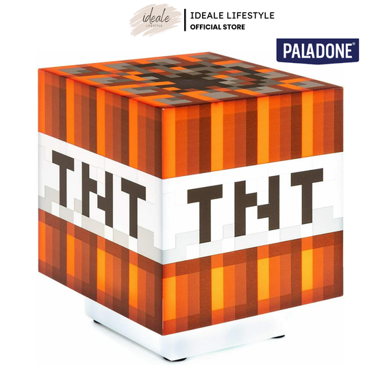 Paladone Minecraft TNT Light with Sound showing the iconic red pixelated 3D block design