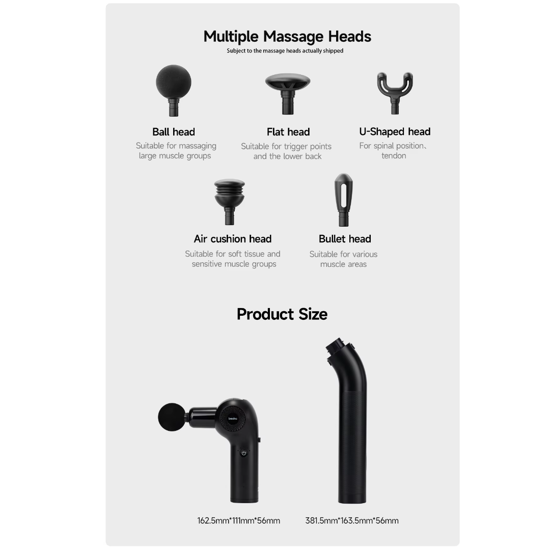 Portable deep tissue massage gun with 5 heads