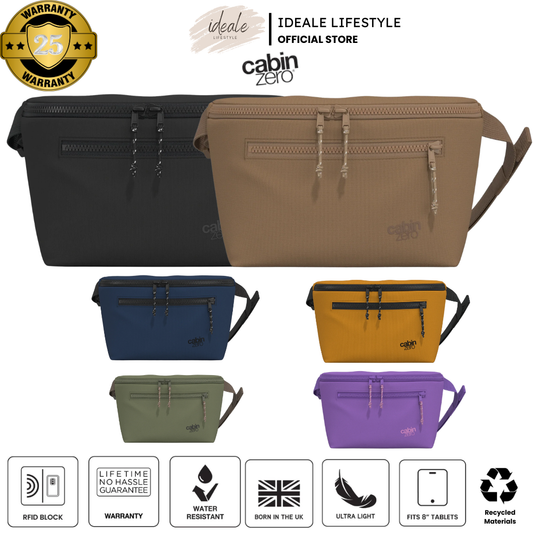 CabinZero Stinger Hip Pack 3L | Sustainable Recycled Crossbody Shoulder Bag | RFID Blocking & Water-Resistant | Fits iPad Mini | Travel Essential - Buy Now!